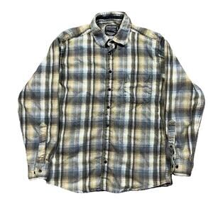Pendleton Zephyr Wool Shirt Mens Large Long Plaid Button Up USA Fabric